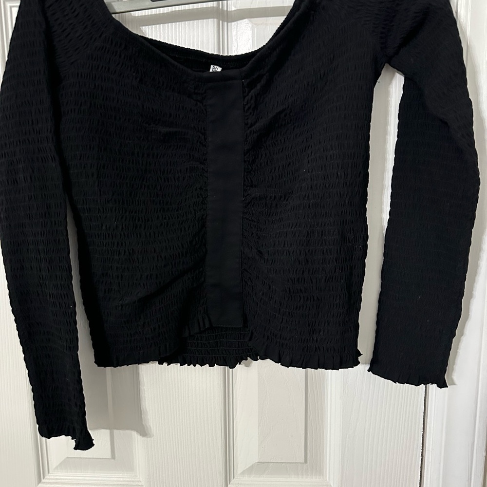 Elegant Black Smocked Women's Top